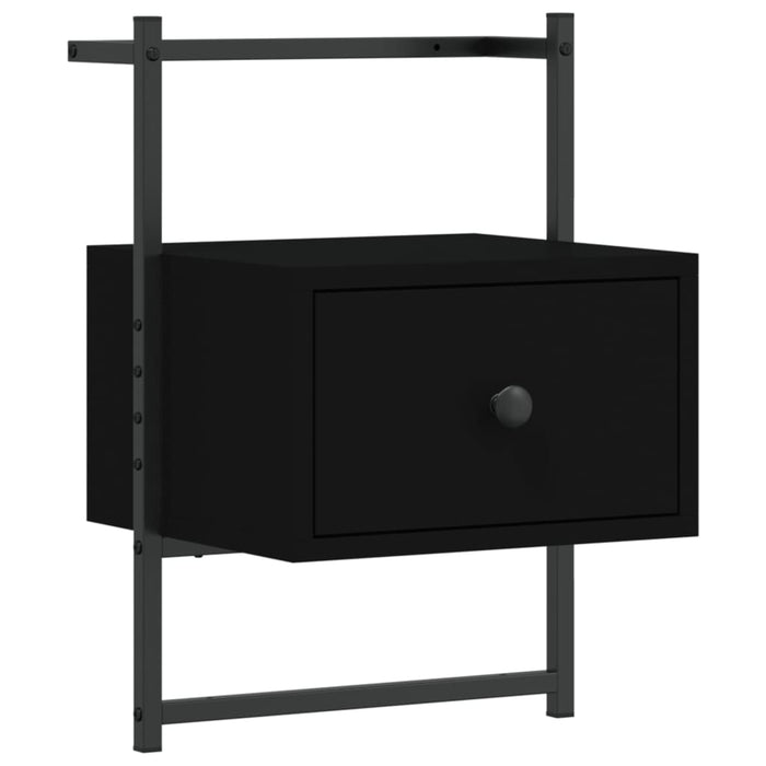 Comodino a Muro Nero 35x30x51 cm Legno Multistrato 833443