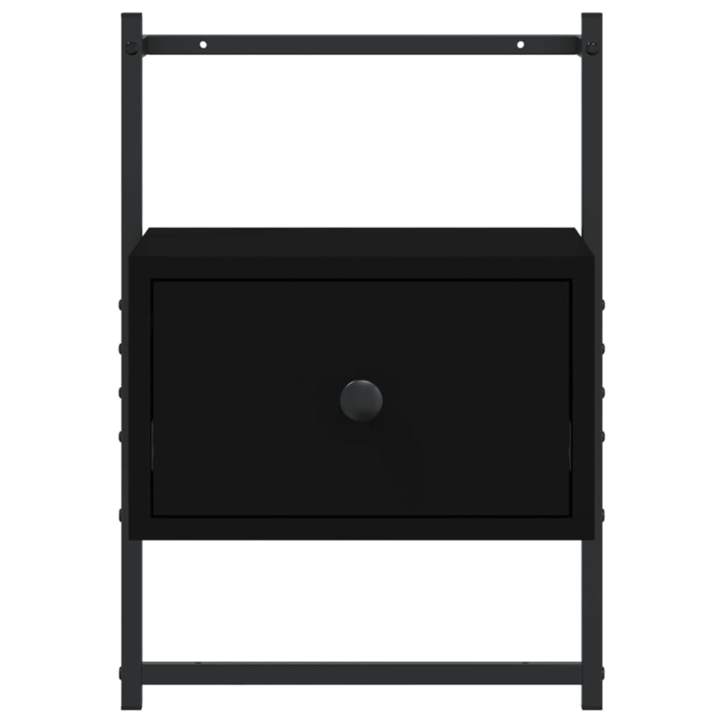 Comodino a Muro Nero 35x30x51 cm Legno Multistrato 833443