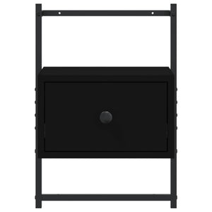Comodino a Muro Nero 35x30x51 cm Legno Multistrato 833443