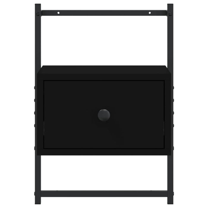 Comodino a Muro Nero 35x30x51 cm Legno Multistrato 833443