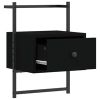 Comodino a Muro Nero 35x30x51 cm Legno Multistrato 833443