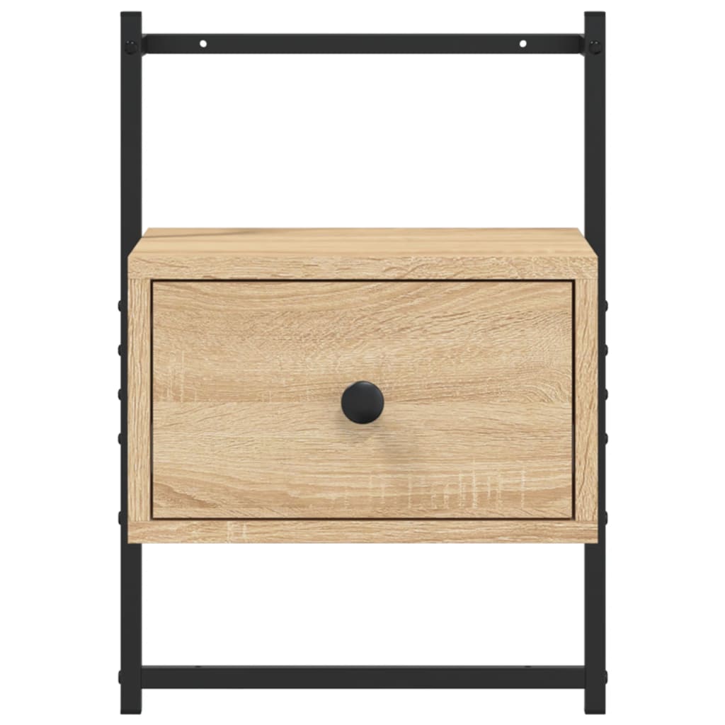 Comodini a Muro 2 pz-Set di 2 Tavolino da notte Rovere Sonoma 35x30x51cm Legno Multistrato