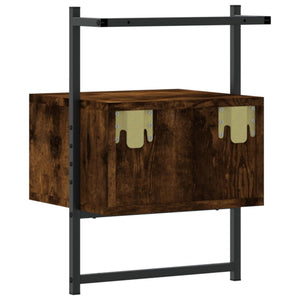 Comodini a Muro 2 pz-Set di 2 Tavolino da notte Rovere Fumo 35x30x51 cm Legno Multistrato