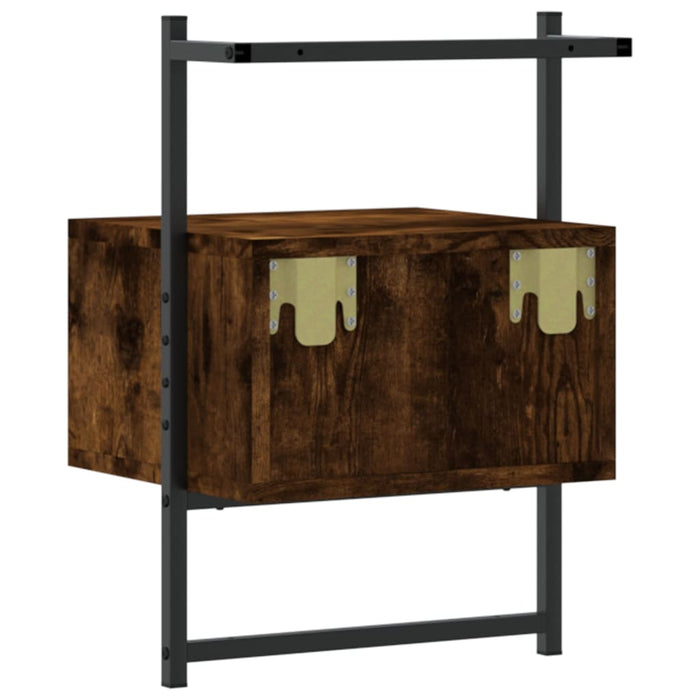 Comodini a Muro 2 pz-Set di 2 Tavolino da notte Rovere Fumo 35x30x51 cm Legno Multistrato