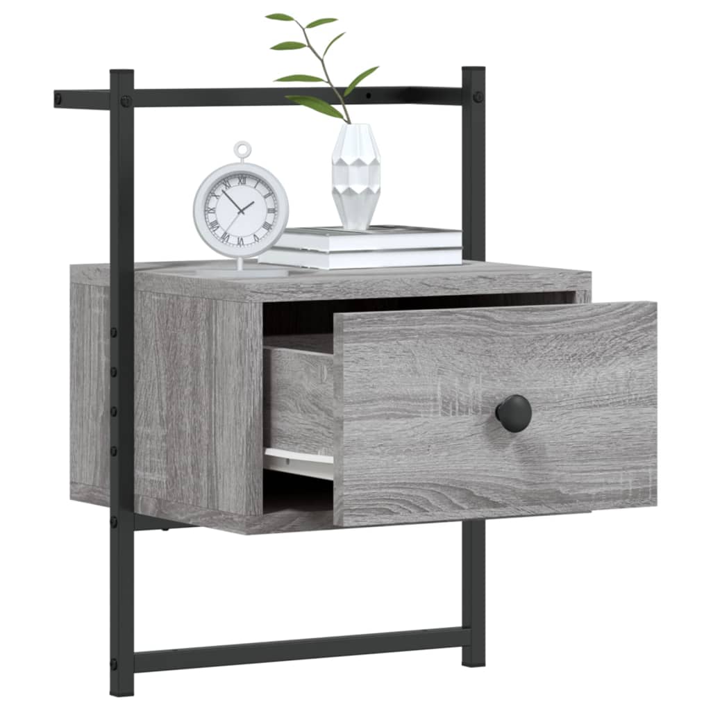 Comodino a Muro Grigio Sonoma 35x30x51 cm Legno Multistrato 833449