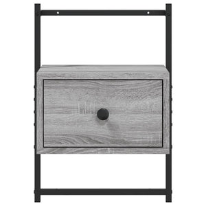 Comodino a Muro-Tavolino da notte sospeso Grigio Sonoma 35x30x51 cm Legno Multistrato