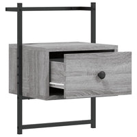 Comodino a Muro Grigio Sonoma 35x30x51 cm Legno Multistrato 833449