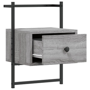 Comodino a Muro Grigio Sonoma 35x30x51 cm Legno Multistrato 833449
