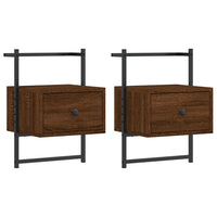 Comodini a Muro 2pz-Set di 2 Tavolino da notte Rovere Marrone 35x30x51cm Legno Multistrato