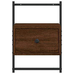 Comodini a Muro 2pz-Set di 2 Tavolino da notte Rovere Marrone 35x30x51cm Legno Multistrato