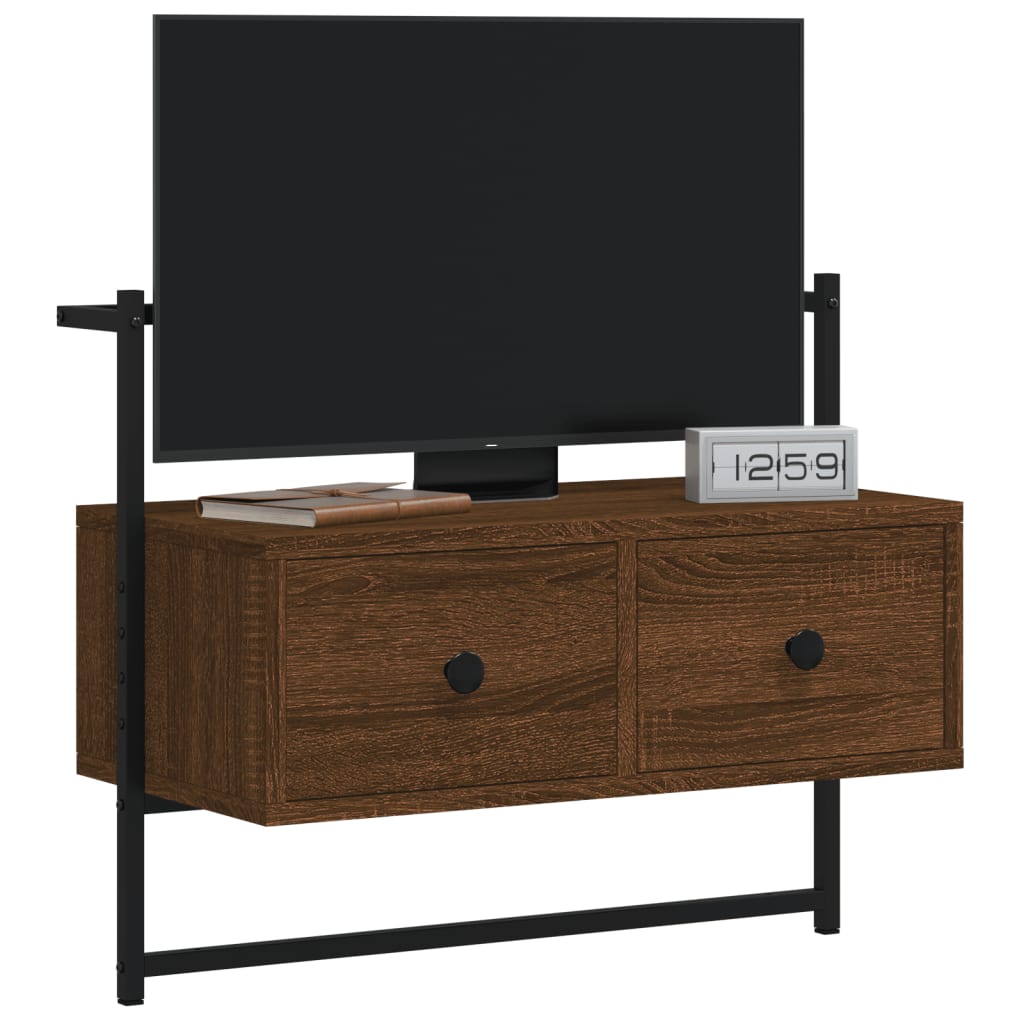 Mobile TV a Muro-Mobile per TV a parete Rovere Marrone 60,5x30x51 cm Legno Multistrato