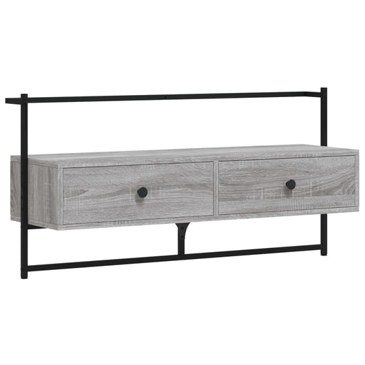 Mobile TV a Muro-Mobile per TV a parete Grigio Sonoma 100,5x30x51 cm Legno Multistrato