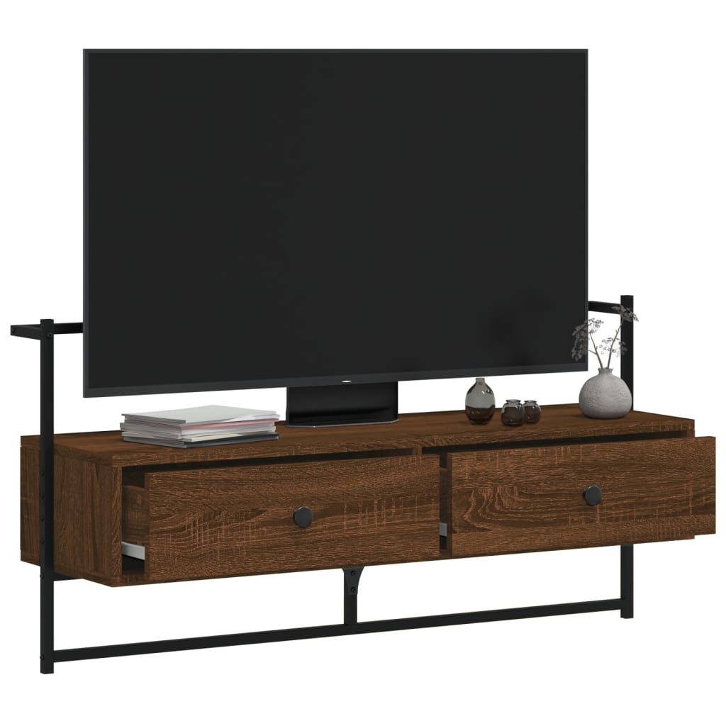 Mobile TV a Muro-Mobile per TV a parete Rovere Marrone 100,5x30x51cm Legno Multistrato