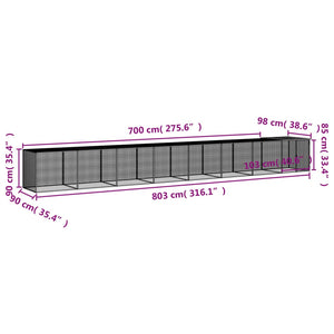 Gabbia Polli con Tetto Antracite 803x98x90 cm Acciaio Zincato 3189042