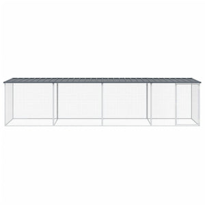 Gabbia Polli con Tetto Antracite 403x98x90 cm Acciaio Zincato