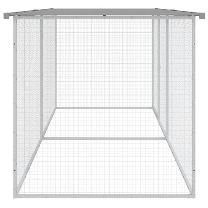 Recinto per pollaio in acciaio zincato grigio 203 x 98 x 90 cm con tetto leggero 02_0043983