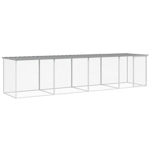 Recinto per pollaio in acciaio zincato grigio 403 x 98 x 90 cm con tetto leggero 02_0043985