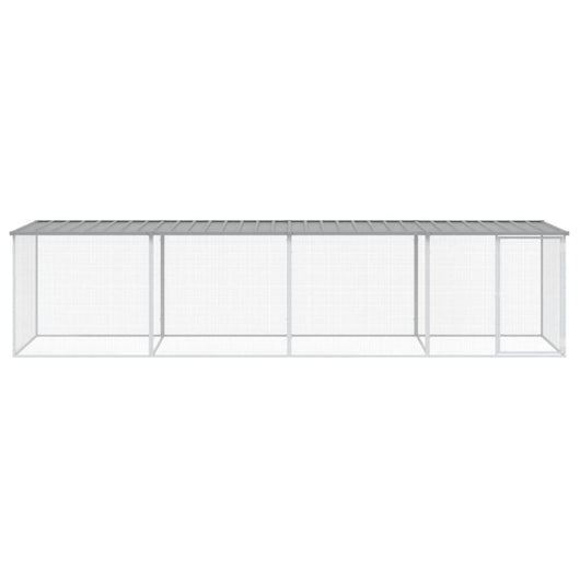 Recinto per pollaio in acciaio zincato grigio 403 x 98 x 90 cm con tetto leggero 02_0043985