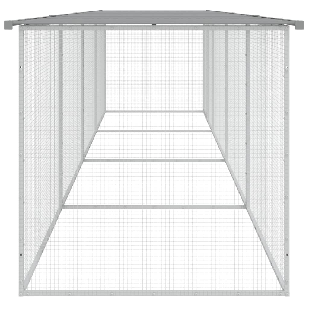 Recinto per pollaio in acciaio zincato grigio 403 x 98 x 90 cm con tetto leggero 02_0043985