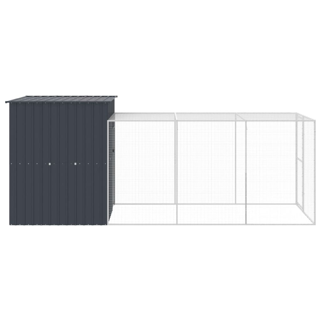 Pollaio recinto gabbia galline con recinto 165 x 455 x 181 cm acciaio zincato antracite 02_0043953