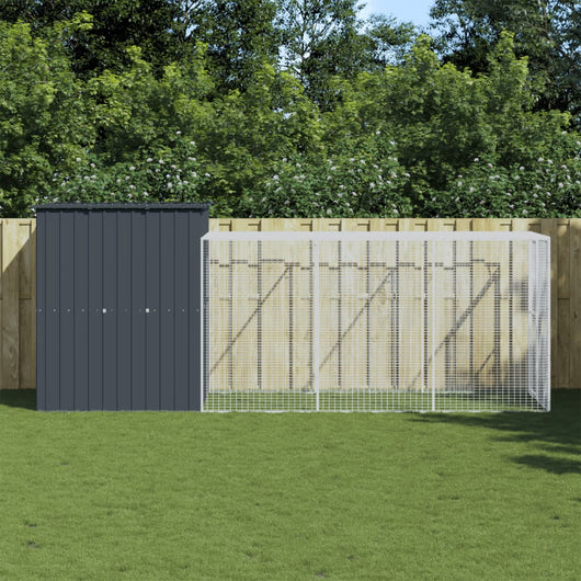 Pollaio con Area Corsa Antracite 165x455x181 cm Acciaio Zincato 3189109