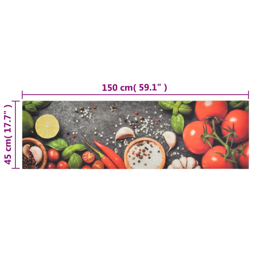 Tappeto da Cucina Lavabile Verdure 45x150 cm Velluto 136537