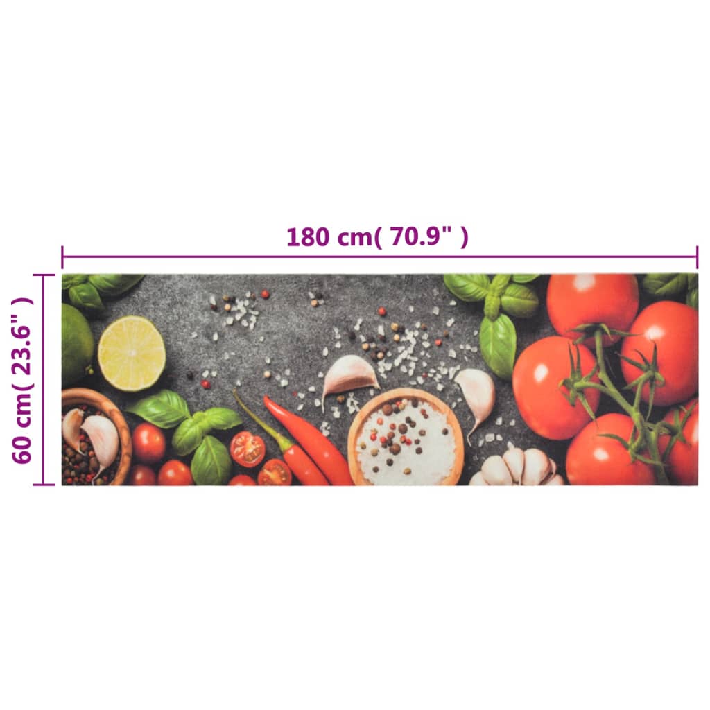 Tappeto da Cucina Lavabile Verdure 60x180 cm Velluto 136538