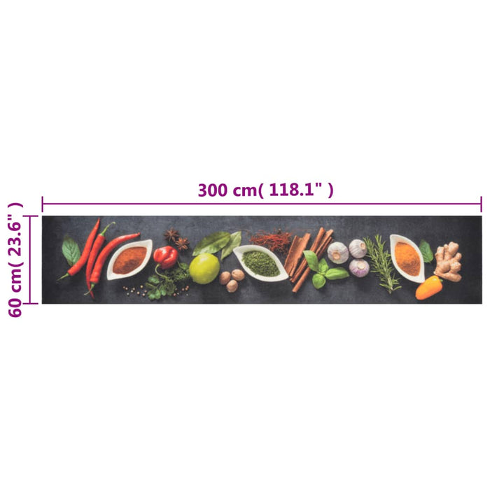 Tappeto da Cucina Lavabile Spezie 60x300 cm Velluto 136542