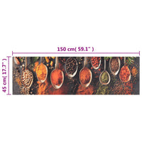 Tappeto da Cucina Lavabile-Tappetino da Cucina Cucchiai e Spezie 45x150 cm Velluto