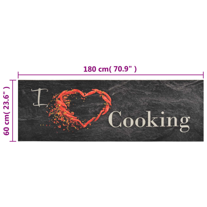 Tappeto da Cucina Lavabile-Tappetino da Cucina Nero Cucinare 60x180 cm Velluto