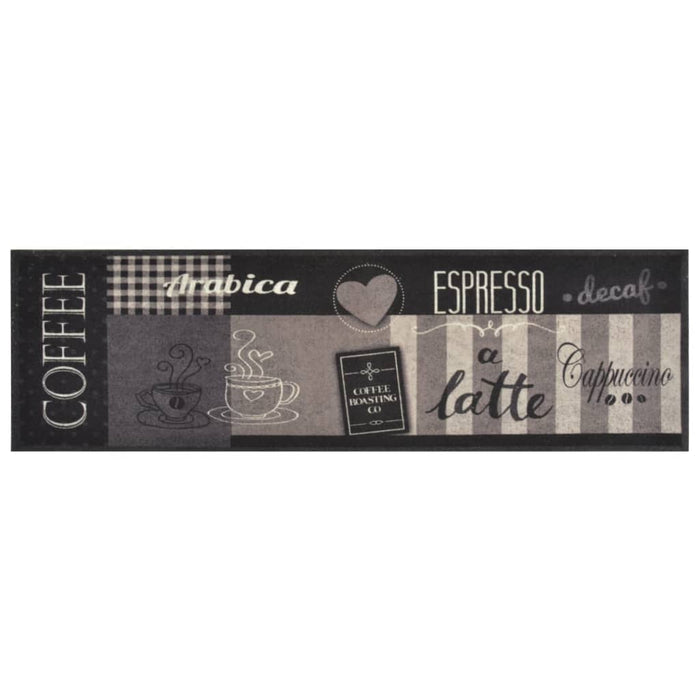 Tappeto da Cucina Lavabile Nero Caffè 45x150 cm Velluto 136555