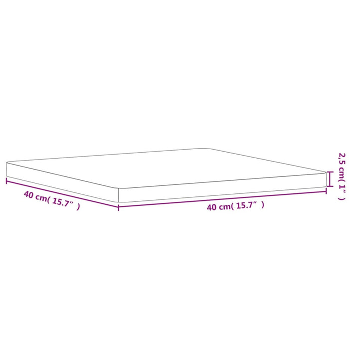 Piano per Tavolo 40x40x2,5 cm Quadrato Legno Massello di Faggio 355972