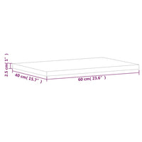 Piano Bagno 60x40x2,5 cm Legno Massello di Faggio 356003