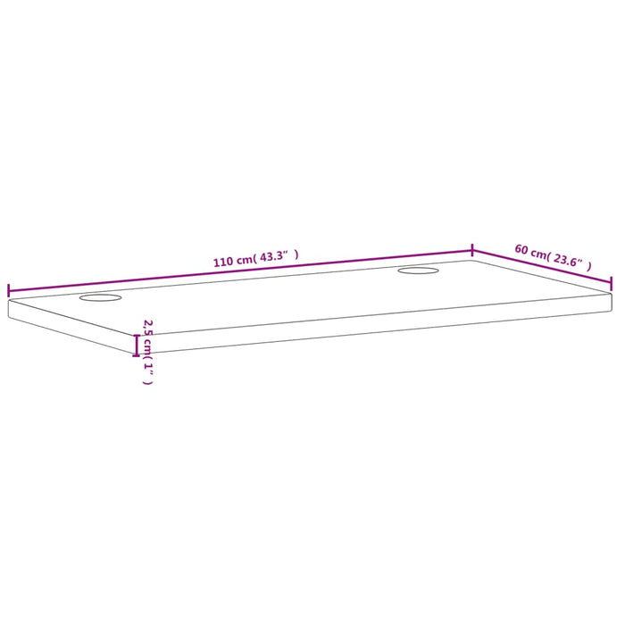 Piano Scrivania 110x60x2,5 cm in Legno Massello di Faggio 356087