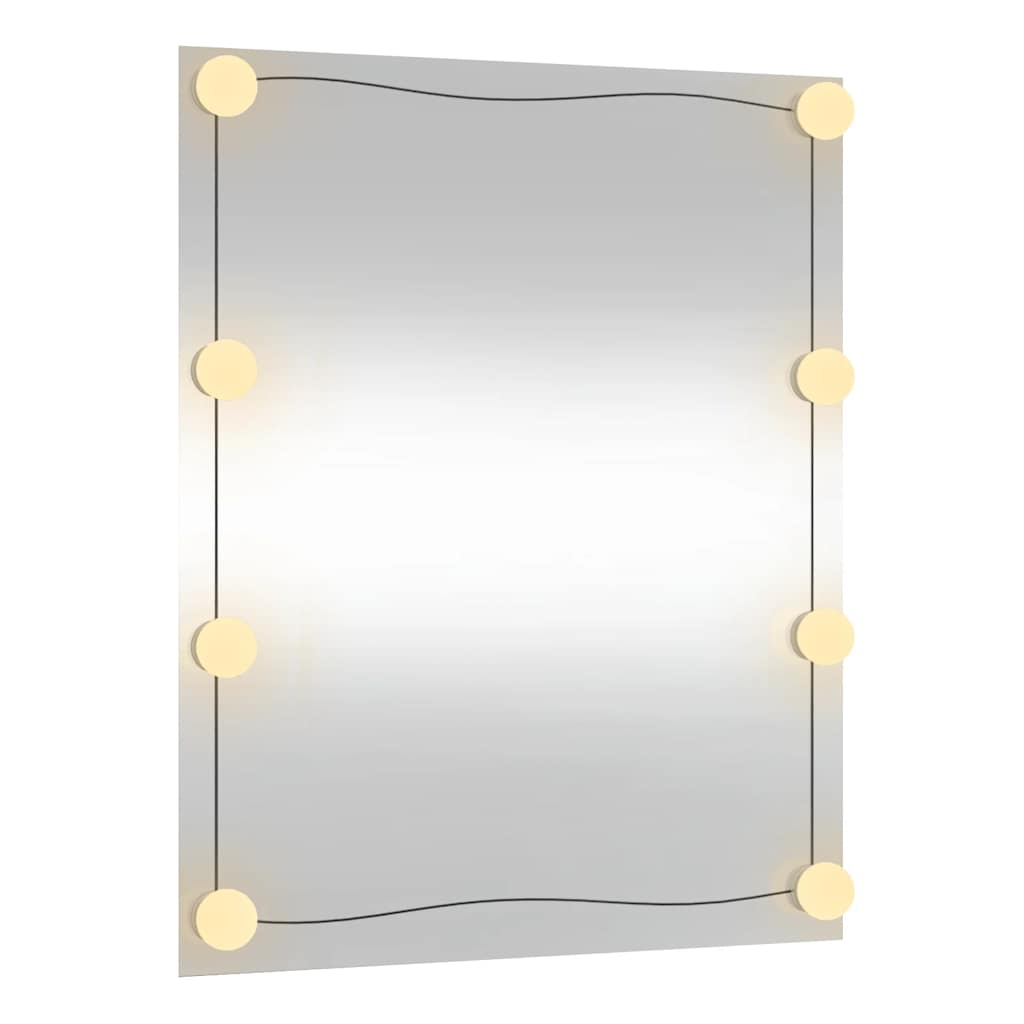 Specchio da Parete con Luci LED-Specchio a Muro-Specchio Decorativo 50x60 cm Vetro Rettangolare