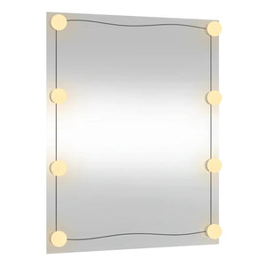 Specchio da Parete con Luci LED-Specchio a Muro-Specchio Decorativo 50x60 cm Vetro Rettangolare