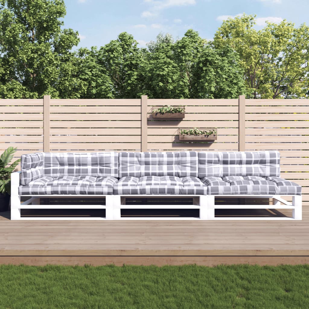 Cuscini per Pallet 7 pz Grigi a Quadri in Tessuto 3188917