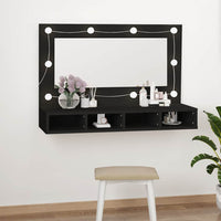 Mobile a Specchio con LED-Armadietto a Specchio Nero 90x31,5x62 cm