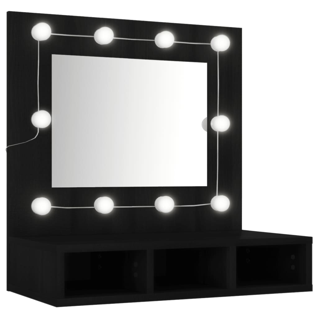 Mobile a Specchio con LED Nero 60x31,5x62 cmcod mxl 86654