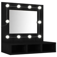 Mobile a Specchio con LED-Armadietto a Specchio Nero 60x31,5x62 cm