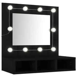 Mobile a Specchio con LED-Armadietto a Specchio Nero 60x31,5x62 cm
