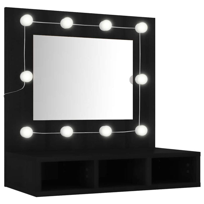 Mobile a Specchio con LED-Armadietto a Specchio Nero 60x31,5x62 cm