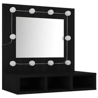 Mobile a Specchio con LED-Armadietto a Specchio Nero 60x31,5x62 cm
