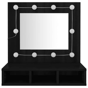 Mobile a Specchio con LED-Armadietto a Specchio Nero 60x31,5x62 cm