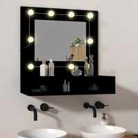 Mobile a Specchio con LED-Armadietto a Specchio Nero 60x31,5x62 cm
