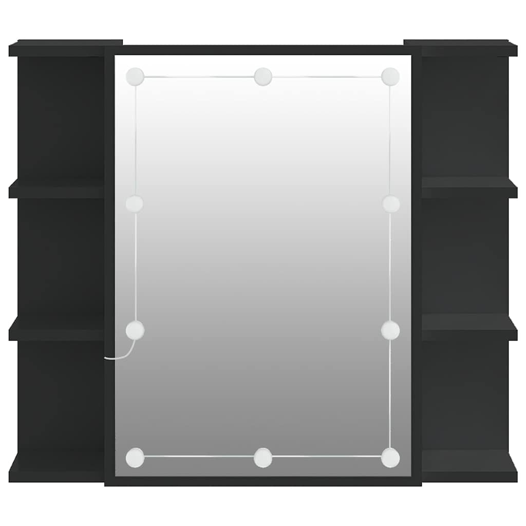 Mobile a Specchio con LED-Armadietto a Specchio Nero 70x16,5x60 cm