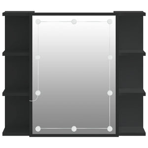 Mobile a Specchio con LED-Armadietto a Specchio Nero 70x16,5x60 cm