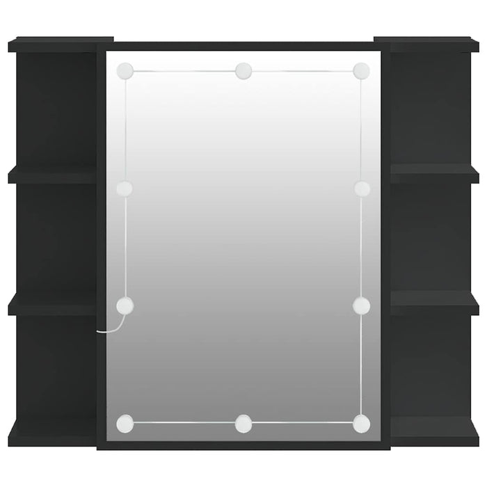 Mobile a Specchio con LED-Armadietto a Specchio Nero 70x16,5x60 cm