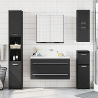 Armadietto Specchio da Bagno Nero 64x20x67 cm Legno Multistrato 833560