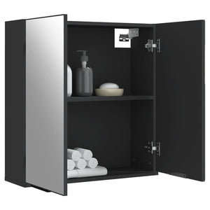 Armadietto Specchio da Bagno-Mobiletto a specchio Nero 64x20x67 cm Legno Multistrato